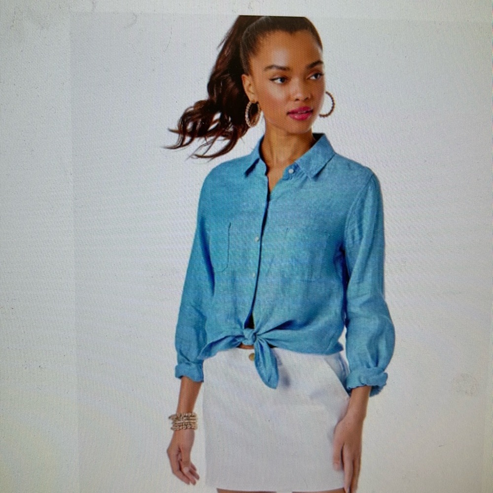 NWT Lilly Pulitzer Sea View Button Down in Beckon Blue